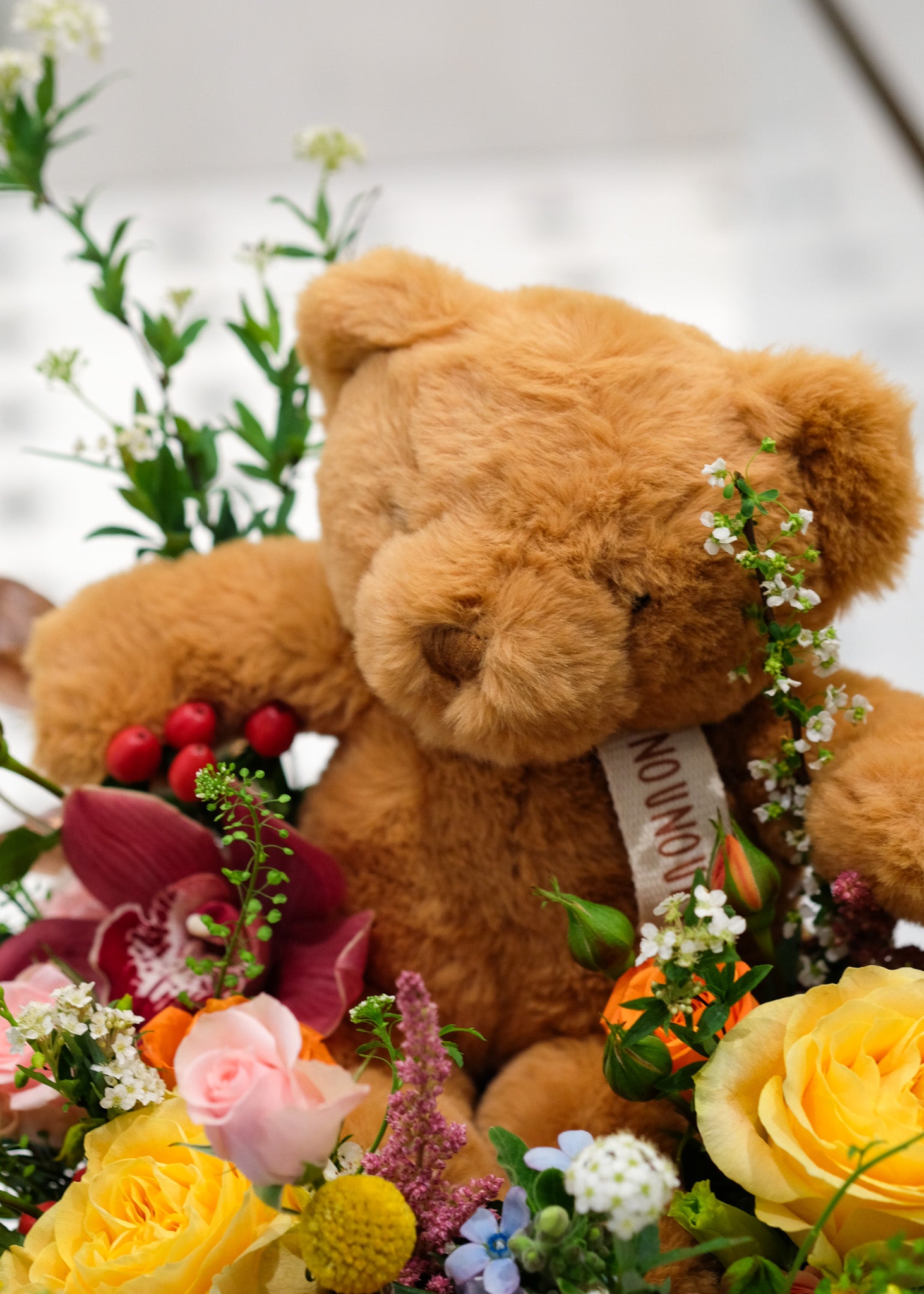 Fresh Flower Box & Bear Plush Toy