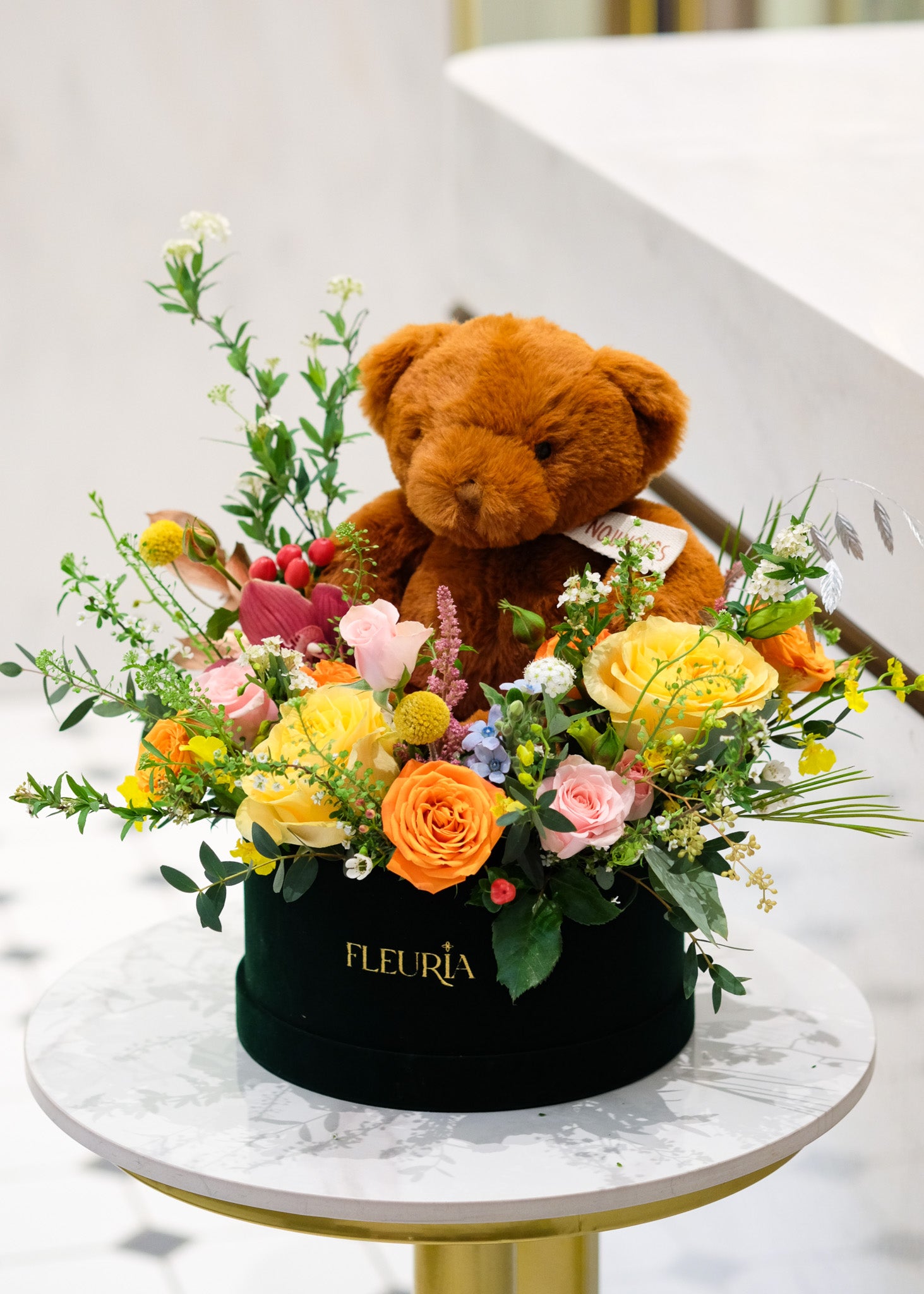 Fresh Flower Box & Bear Plush Toy