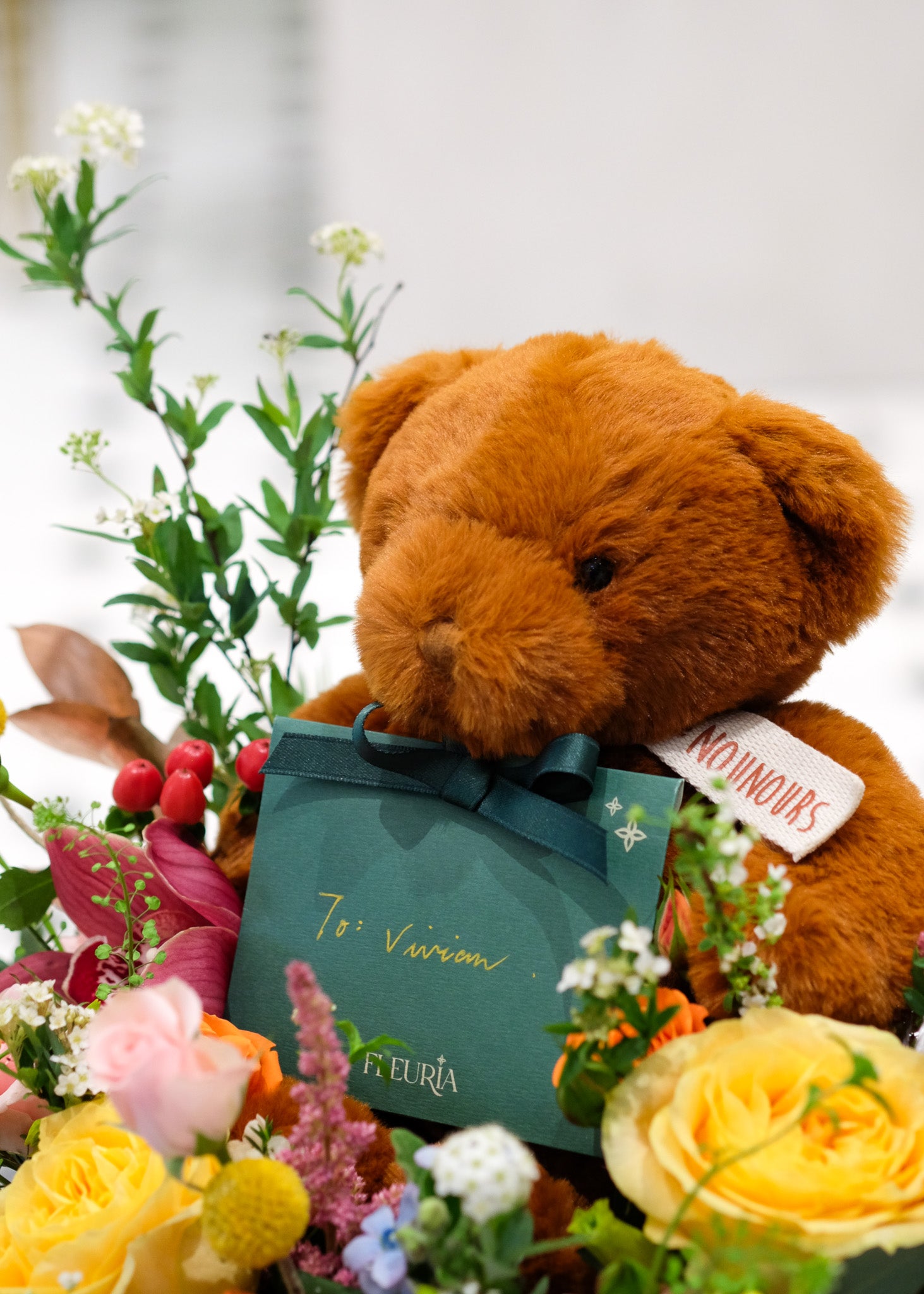 Fresh Flower Box & Bear Plush Toy