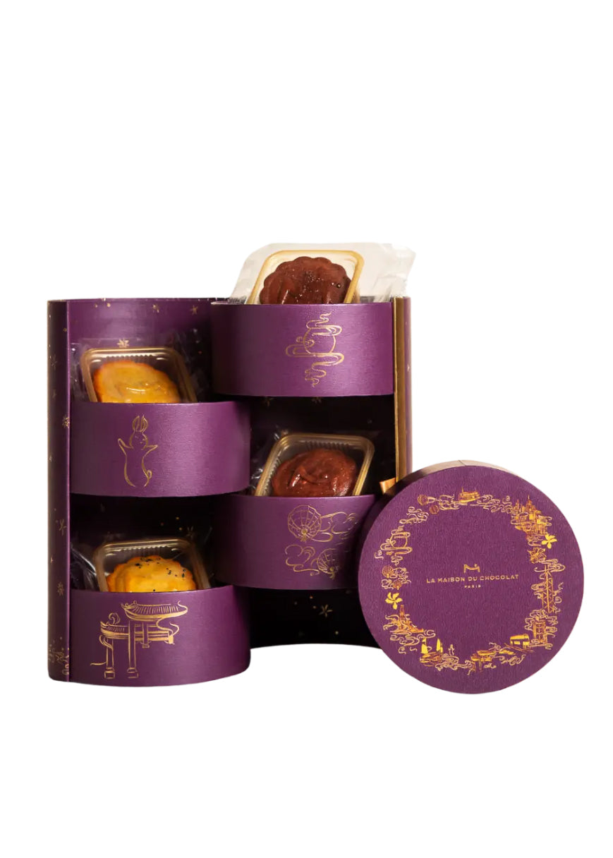 Mid-Autumn Flower Gift Box with La Maison du Chocolat Amethyst MoonCakes