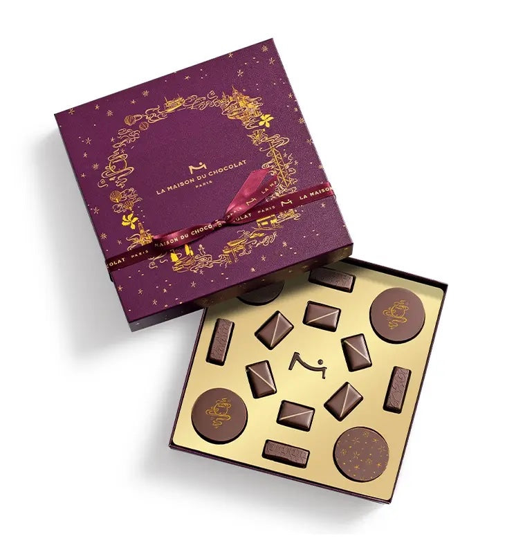 Mid-Autumn Flower Gift Box with La Maison du Chocolat Amethyst MoonChocolate